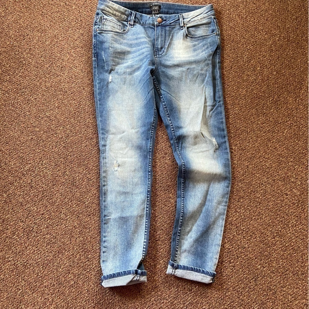 F&F skinny distressed jeans. Nice wash. Ready for anything Mom jeans.